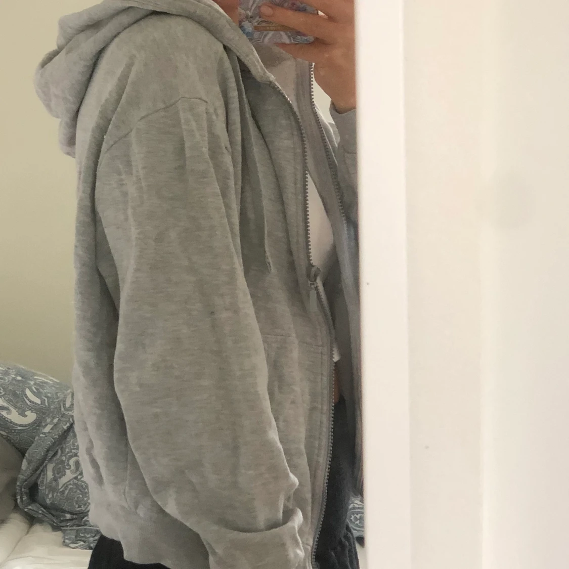 Grå zip hoodie - 90