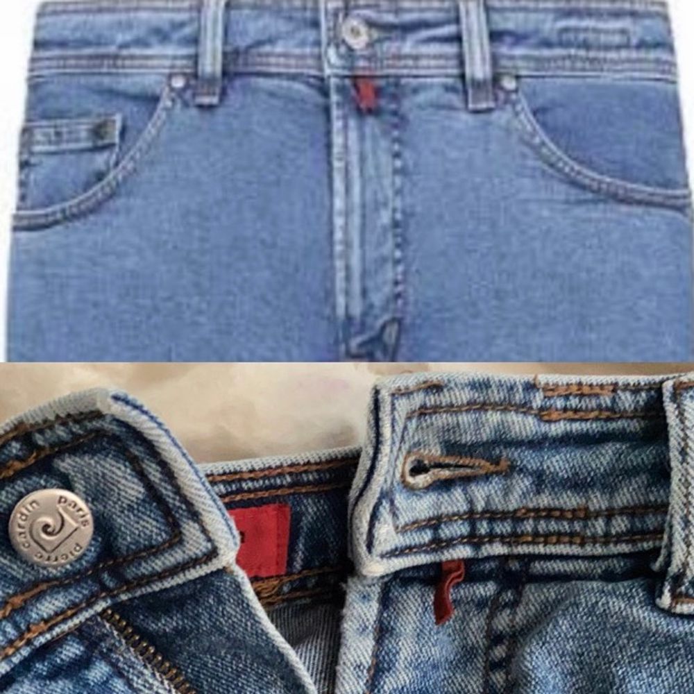 äkta pierre cardin jeans köpta för 699kr säljer för 60kr + frakt hemleverans. blåa vintage jeans i mycket fint skick. är 170+ cm i strl 38. Jeans & Byxor.