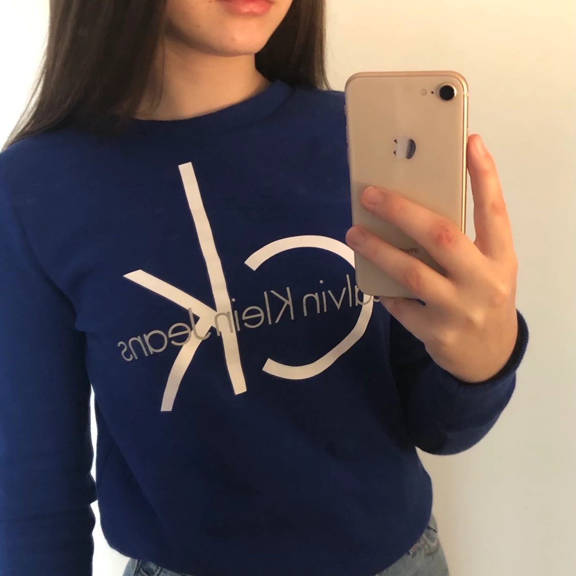 Blå Calvin Klein tröja strl XS