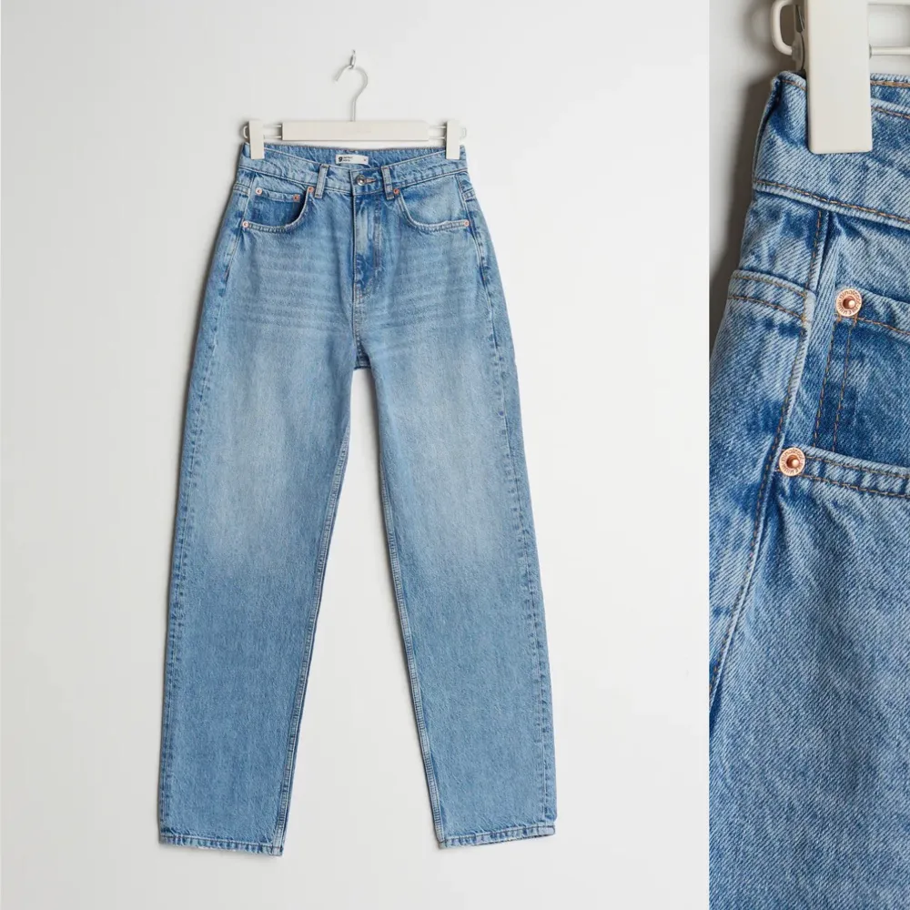 Säljer de populära jeansen från Gina tricot i storleken 32, super snygga och knappt använda nypris:600 säljer för 350kr+frakt. Jeans & Byxor.