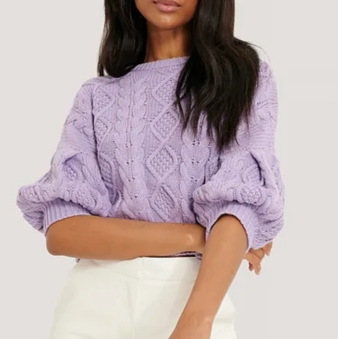 Superfin lila stickad tröja, storlek - S