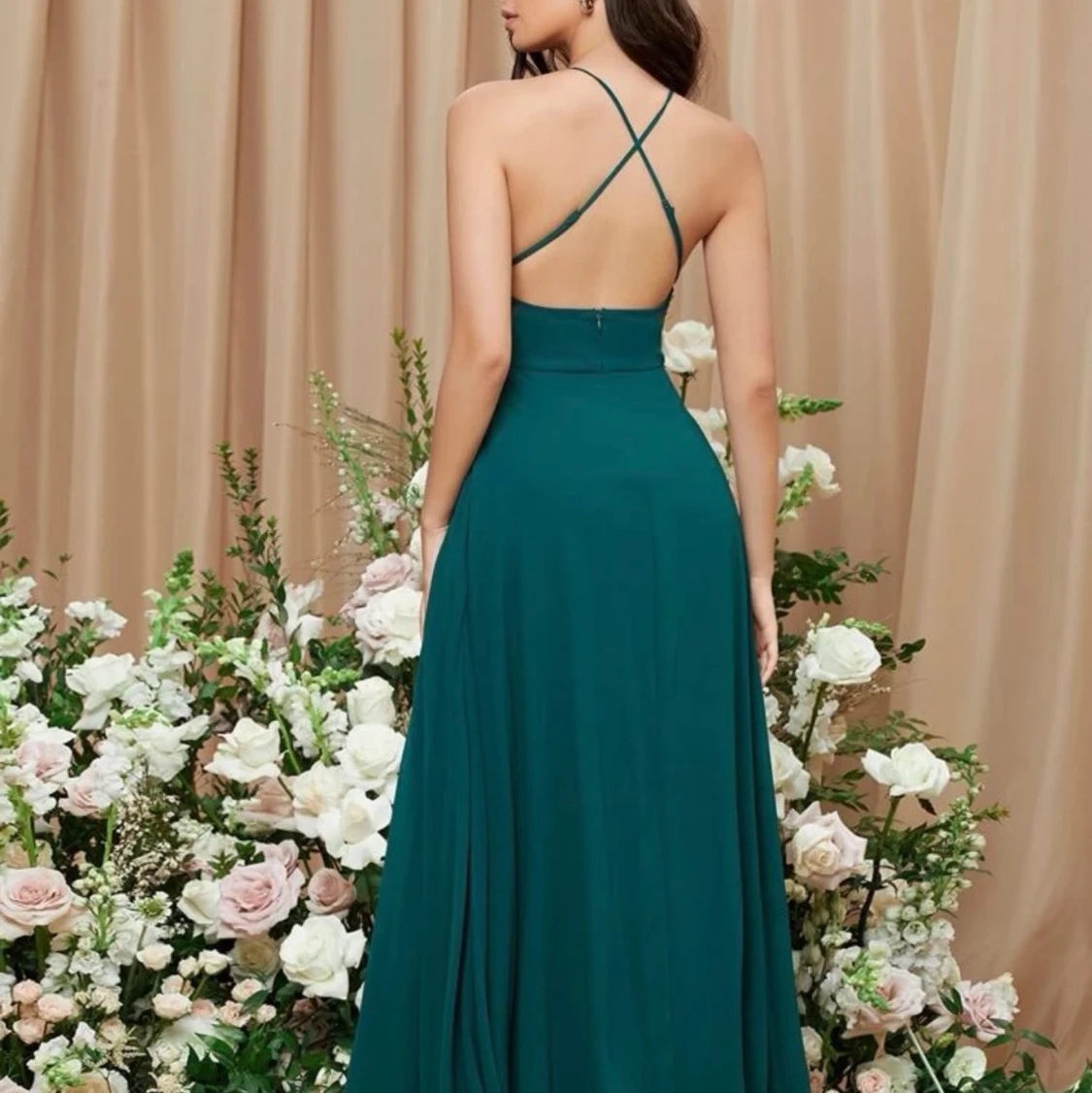 Grön balklänning med slits - 90