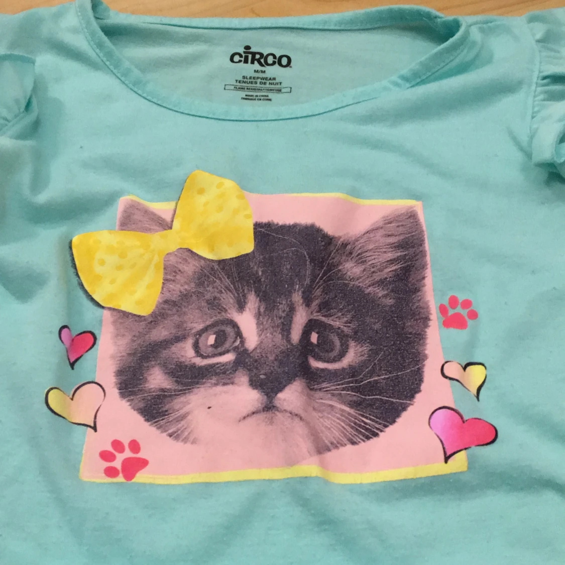 Turkos T-shirt med katt - 91
