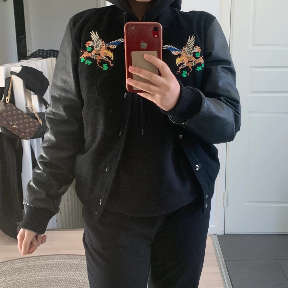 Varsity jacka med läder armar