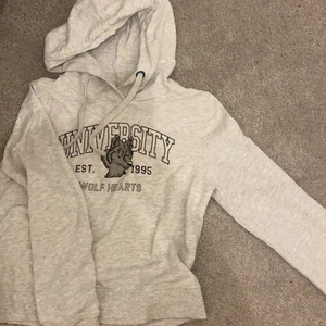 Hoodie med tryck  - Grå Hoodie med tryck, bra skick🥳 passar xs-M