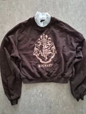 Sweatsthirt - Cool brun sweatshirt med Hogwarts-emblem i beige framtill. Tröjan har rund halsringning, långa ärmar och ribbade muddar vid ärmslut och nederkant. Perfekt för dig som älskar Harry Potter och vill ha en avslappnad stil.