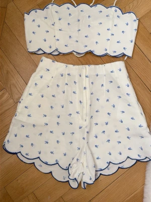 Linneset - Linneset från H&M med blommor. Toppen har snörning i ryggen och sortsen stängs med dragkedja och knapp. Detta setet är såå snyggt men är tyvärr för litet för mig, har bara använt det en gång. Storlek 36 på shortsen och S på toppen. Passar en XS också skulle jag säga. 