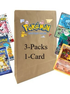 Pokémon Mystery Packs  - Handgjord Pokémon Mystery Packs som innehåller 3 slumpmässigt valda Pokémon Booster Packs och en japanskt eller engelsk Pokémon kort som är holo eller bättre. Varje Pokémon Mystery Pack är noggrant utvald och fyllt med överraskningar för samlare i alla åldrar. Perfekt som present eller för att bygga upp din egen samling!! Innehåll: •3 olika Pokémon booster packs •1 japansk eller engelsk Pokémon kort som är holo eller bättre. Alla kort är i bra skick och i sleeves och toploaders- inga fejk!!