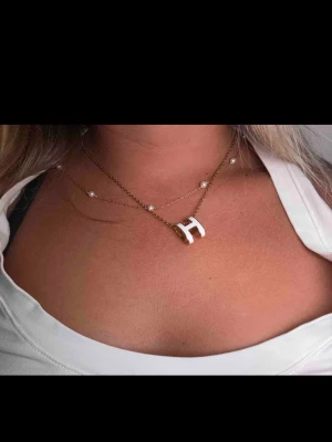 Hérms halsband - Superfin Herms halsband med guldkedja, dustbag medföljer. 