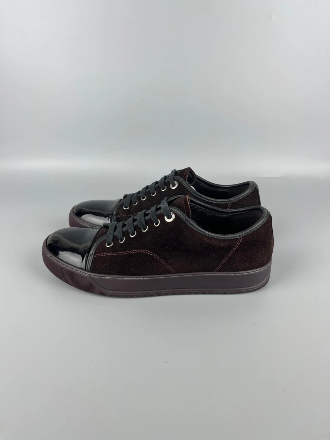Lanvin Dbb1 Patent Cap Toe Sneaker Burgundy