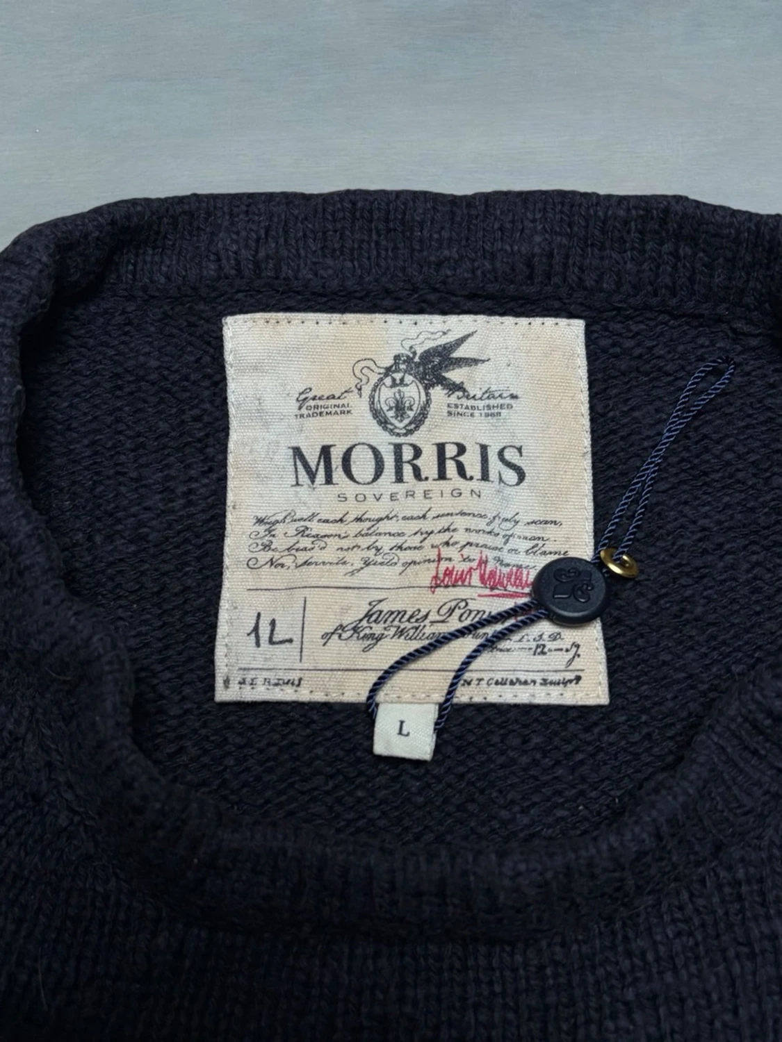 Morris grovstickad tröja - herr strl L - 4