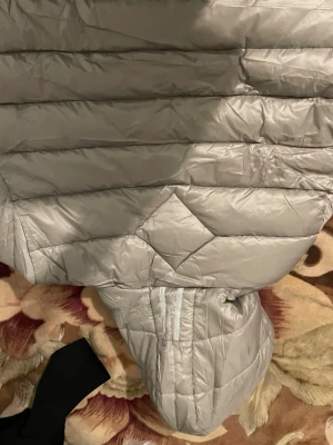 Ljusgrå dunjacka från Canada Goose - Säljer en ljusgrå dunjacka från Canada Goose med huva och dragkedja framtill. Jackan har quiltad design och tydlig logga på ärmen. Perfekt för kalla dagar och riktigt snygg till streetwear-looken.