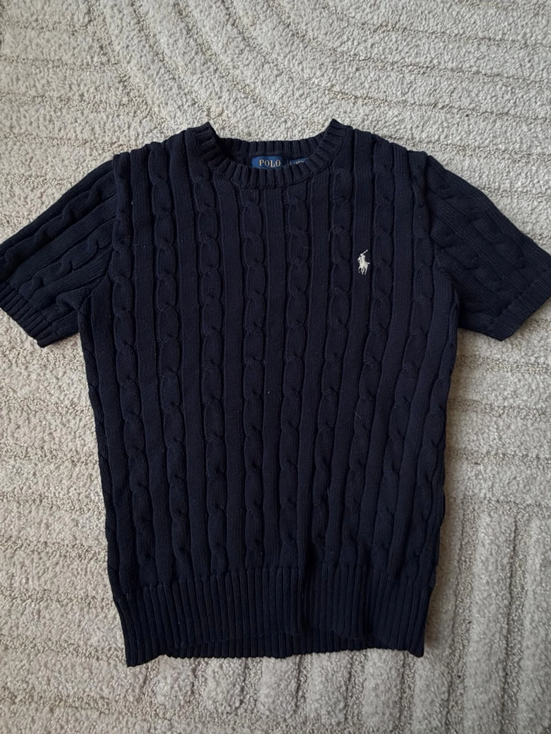 Mörkblå kabelstickad tröja Ralph lauren