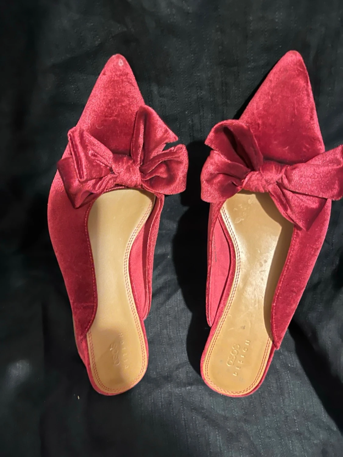 Röda ballerinaskor med rosett - 1