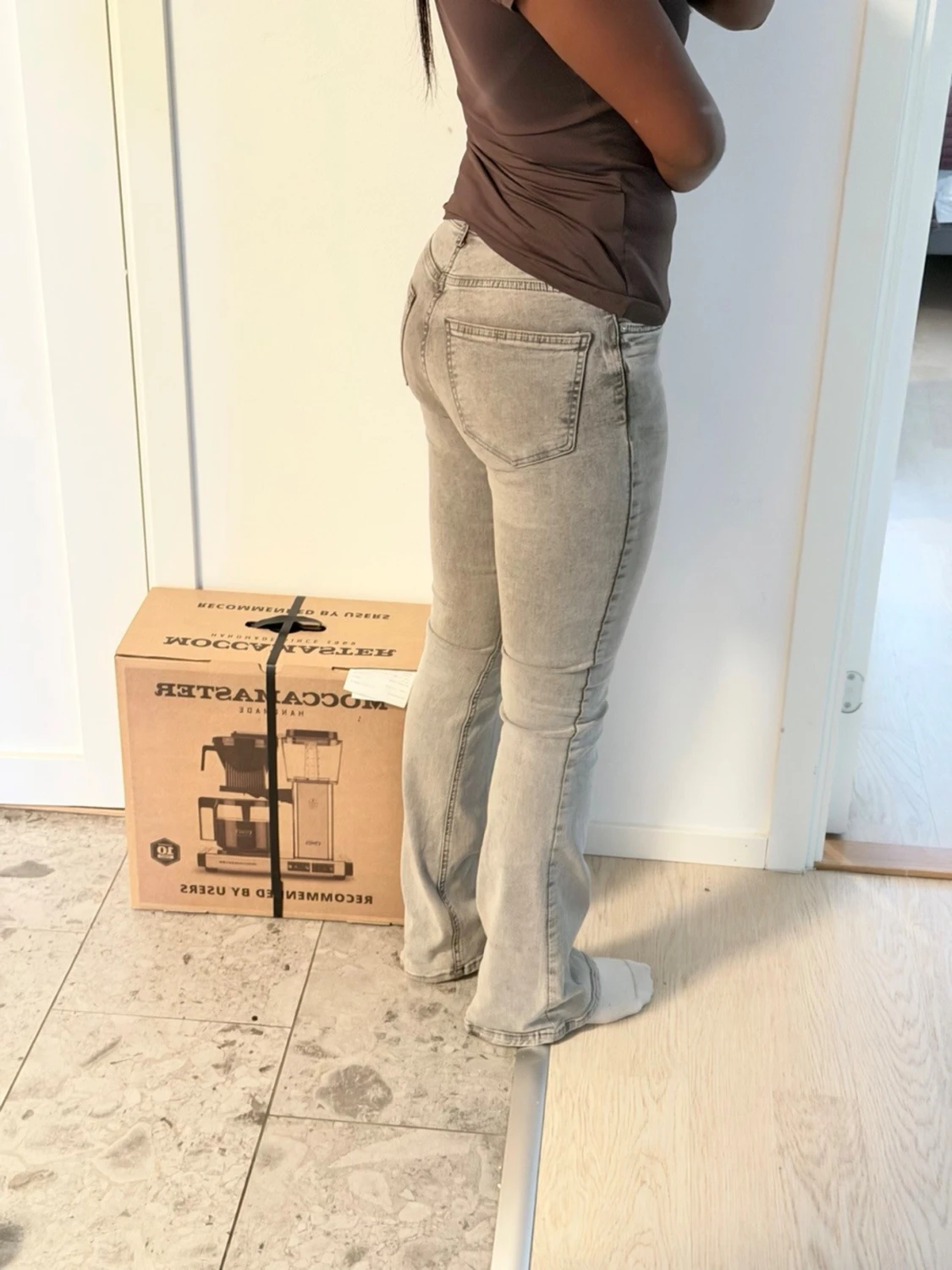 Ljusgrå bootcut jeans - 1
