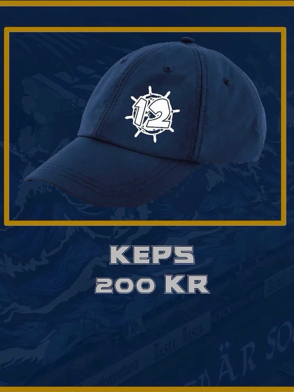 Mörkblå keps med vit brodyr från kb 