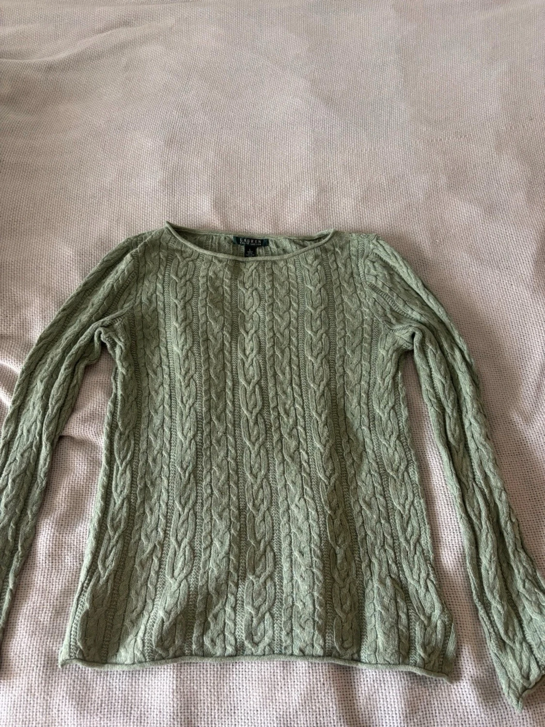 Grön kabelstickad tröja Lauren Ralph Lauren