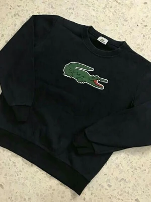 Svart sweatshirt från Lacoste - Cool svart sweatshirt från Lacoste med den klassiska gröna krokodilloggan framtill. Tröjan har rund halsringning, långa ärmar och ribbade muddar. Perfekt för en avslappnad och stilren look.