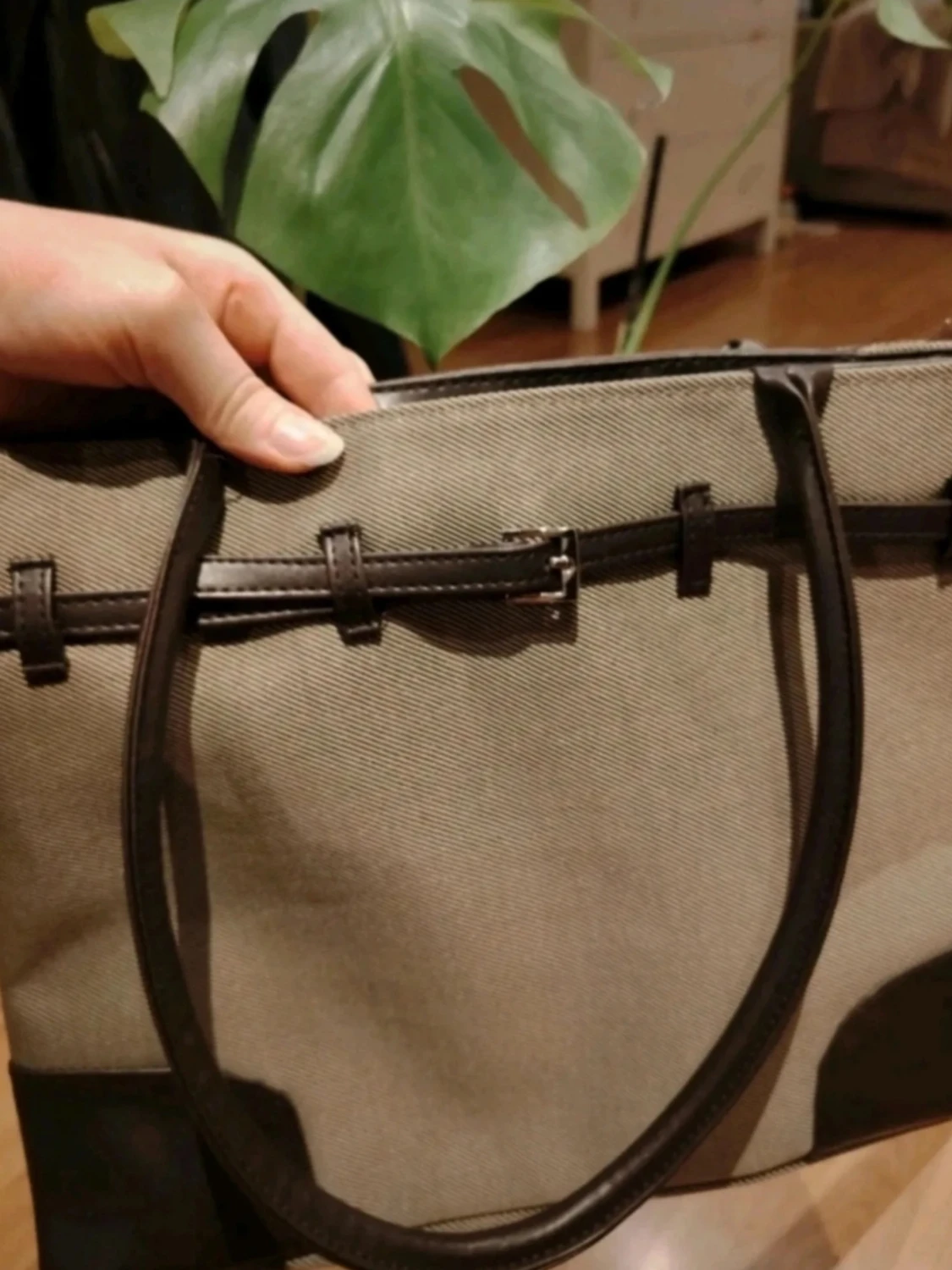 Vintage beige och brun tote handväska❤️  - 6