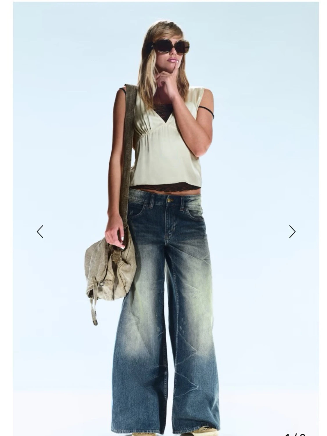 Cheap Monday- Blåa wide leg jeans med vintage-look - 5