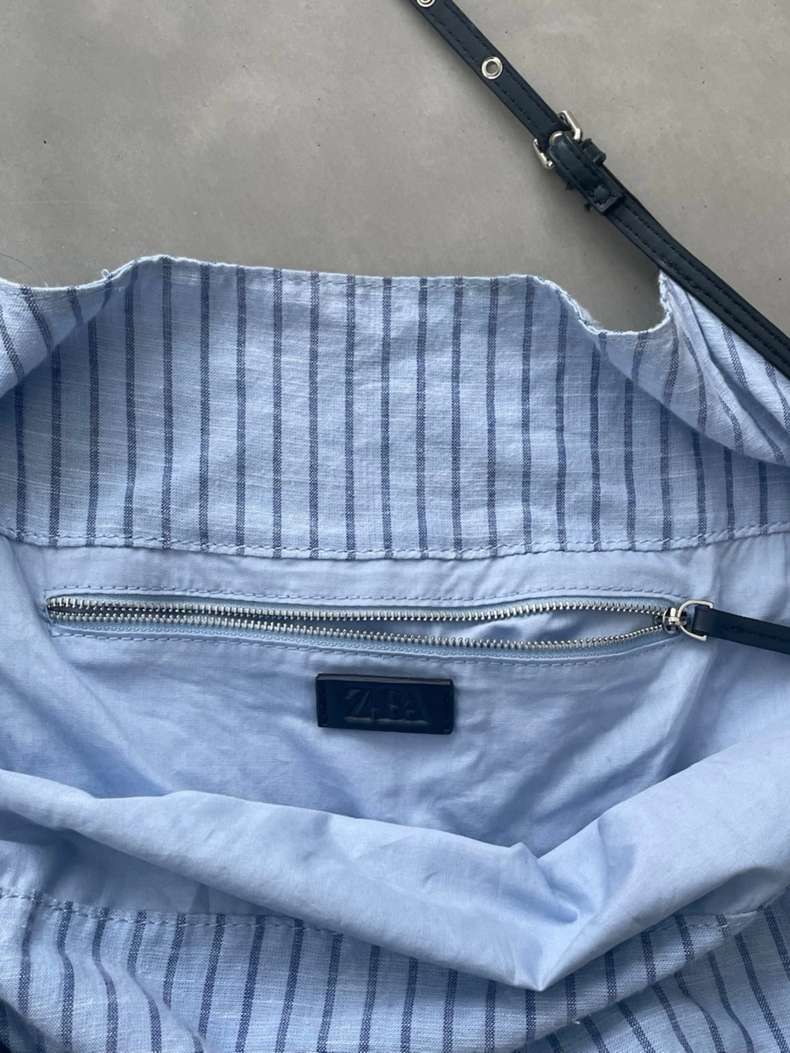 Blå randig tygväska från Zara - 1