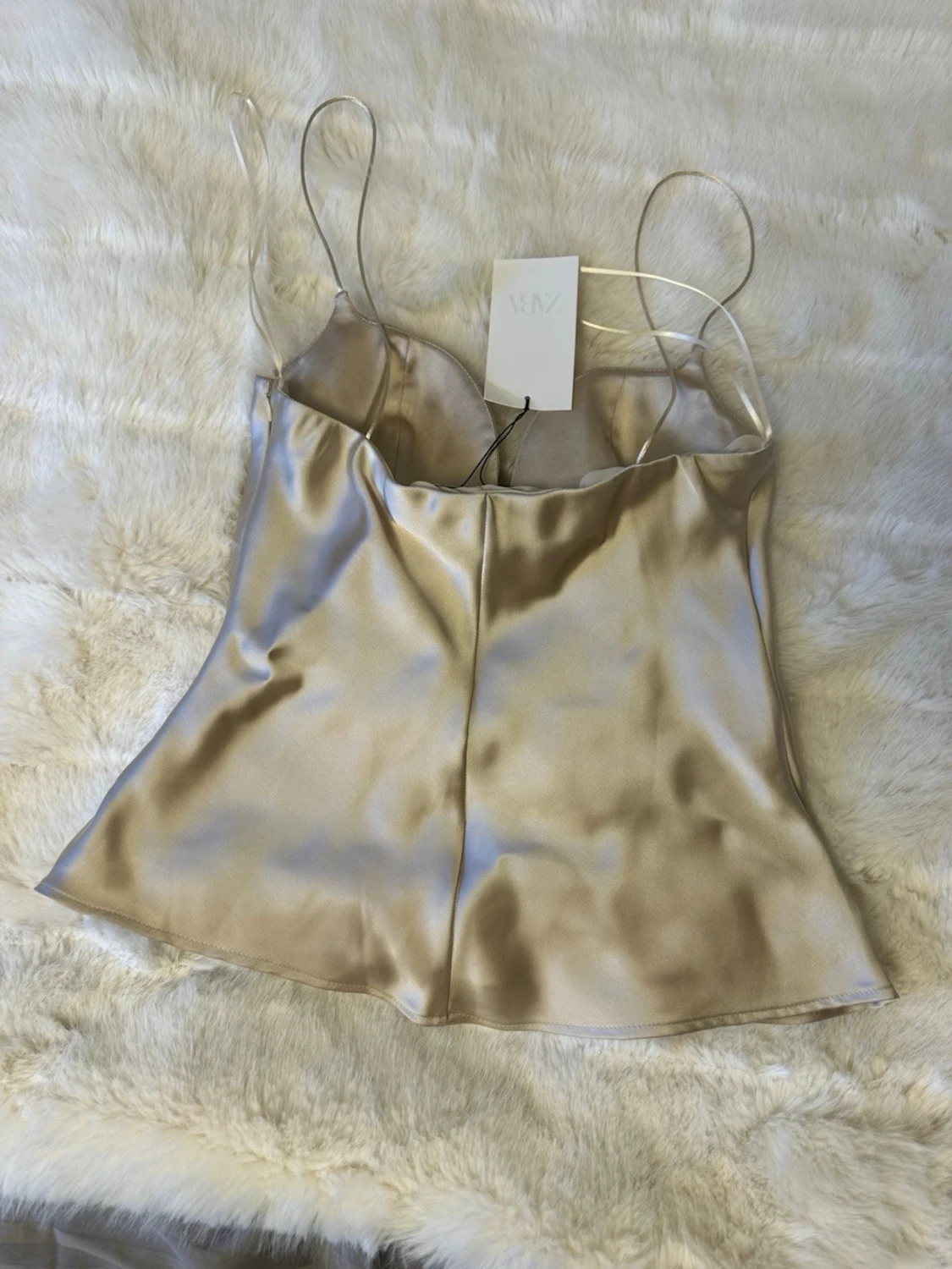 Champagnefärgad satinlinnetopp Zara - 2