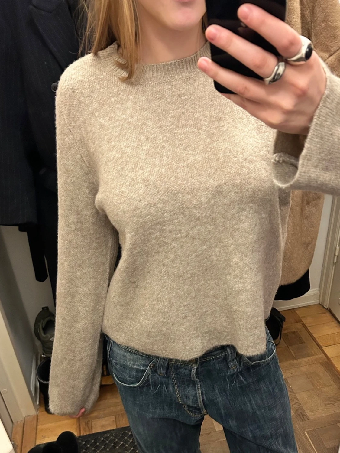 Beige stickad tröja  - 2