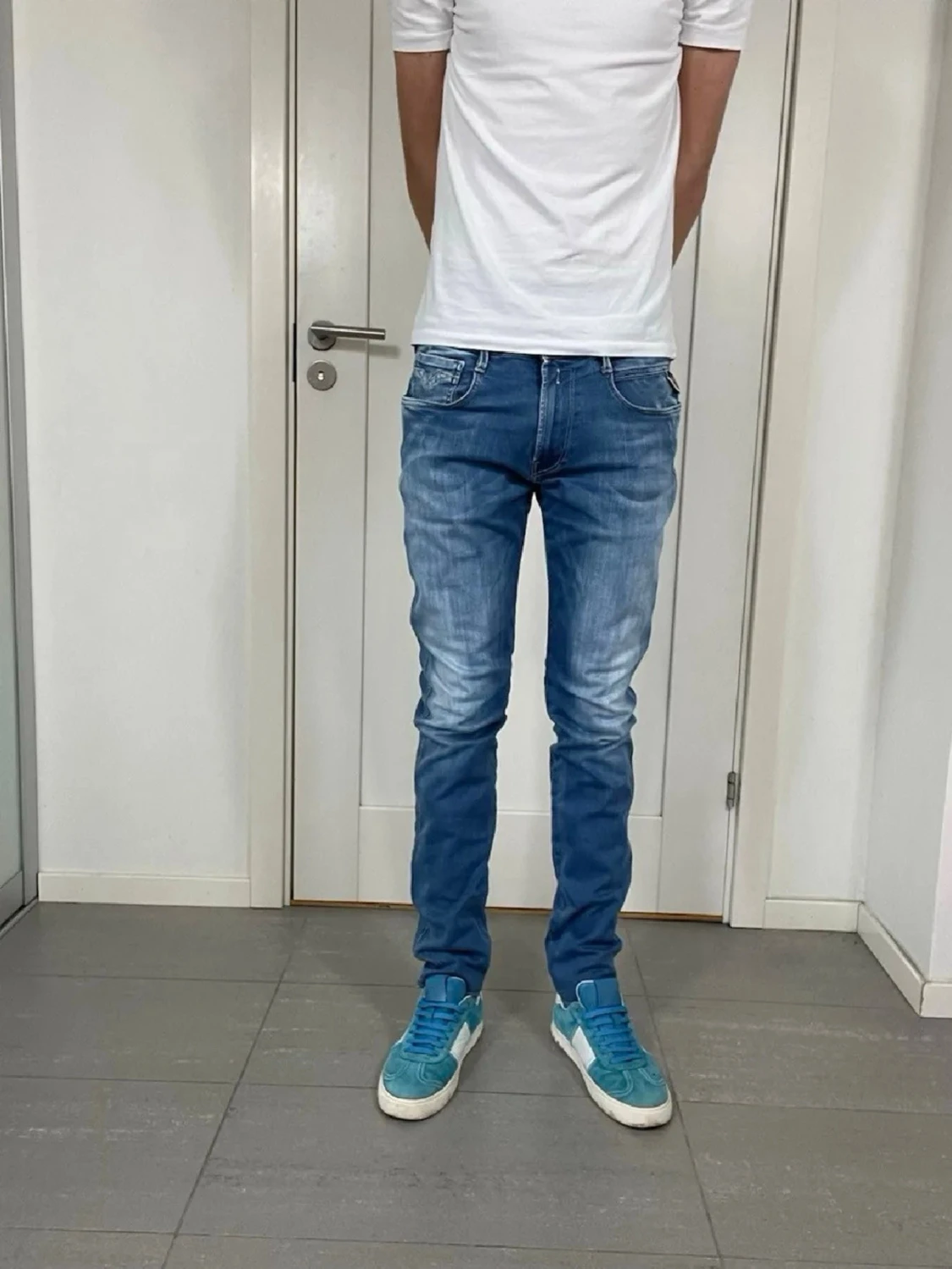 Blå slim fit replay Anbass jeans - 2