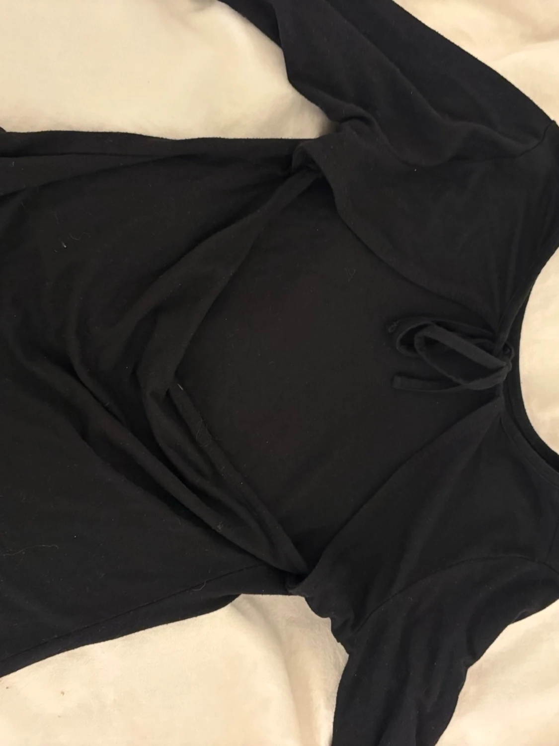 Svart långärmad topp i bomull - 1