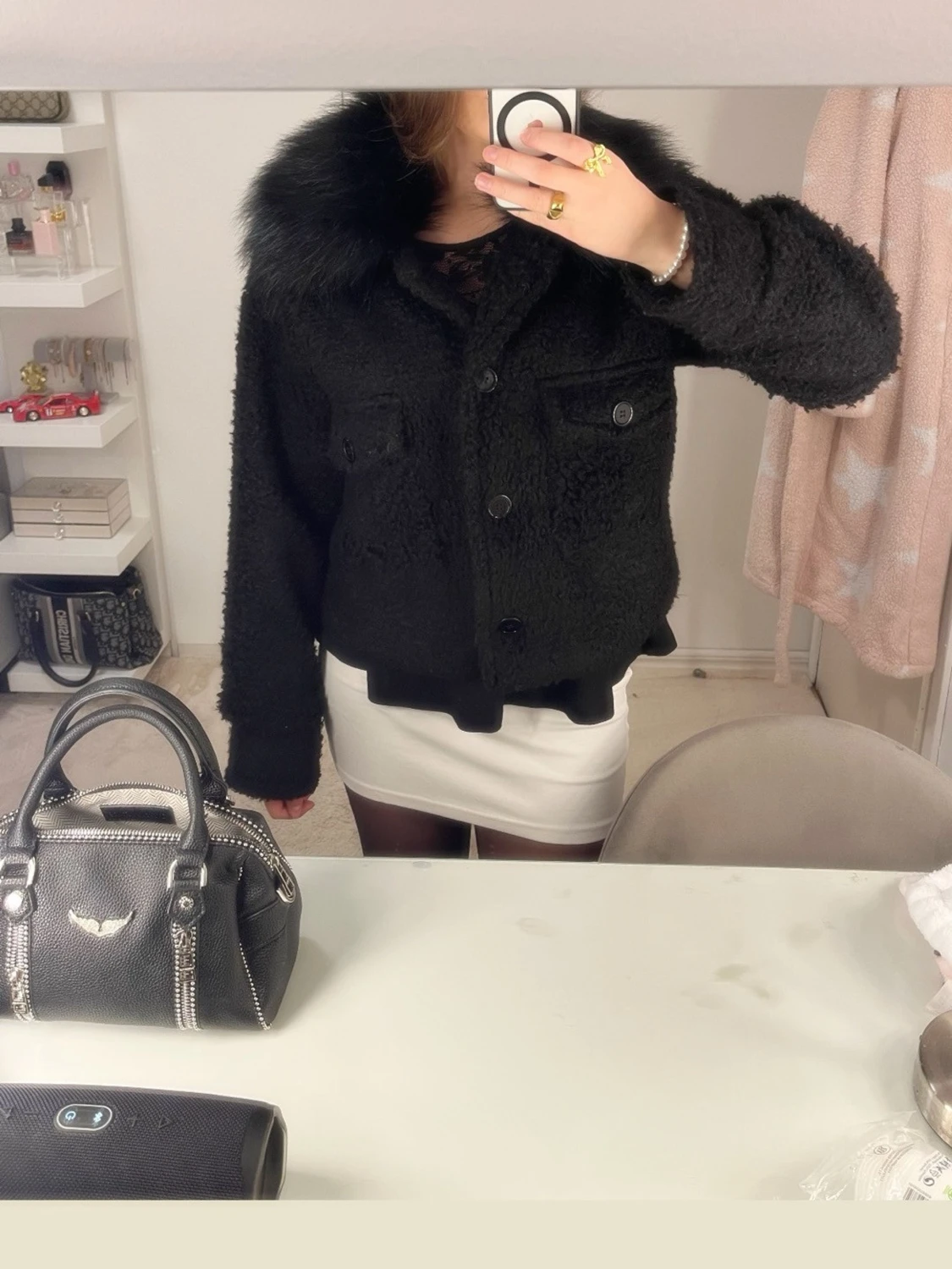 Meotine liknande kappa med pälskrage  - 2