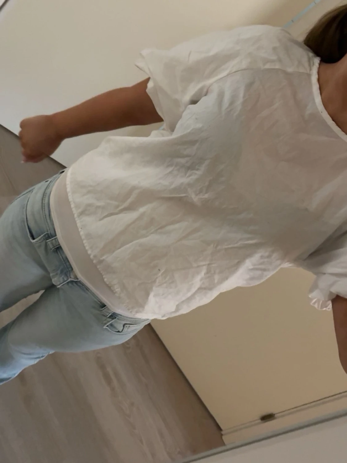 Vit puffärm topp i bomull - 2