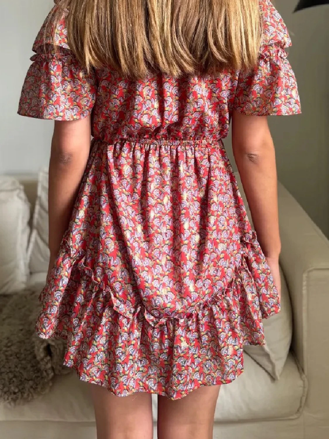 Blommig off shoulder klänning - 2