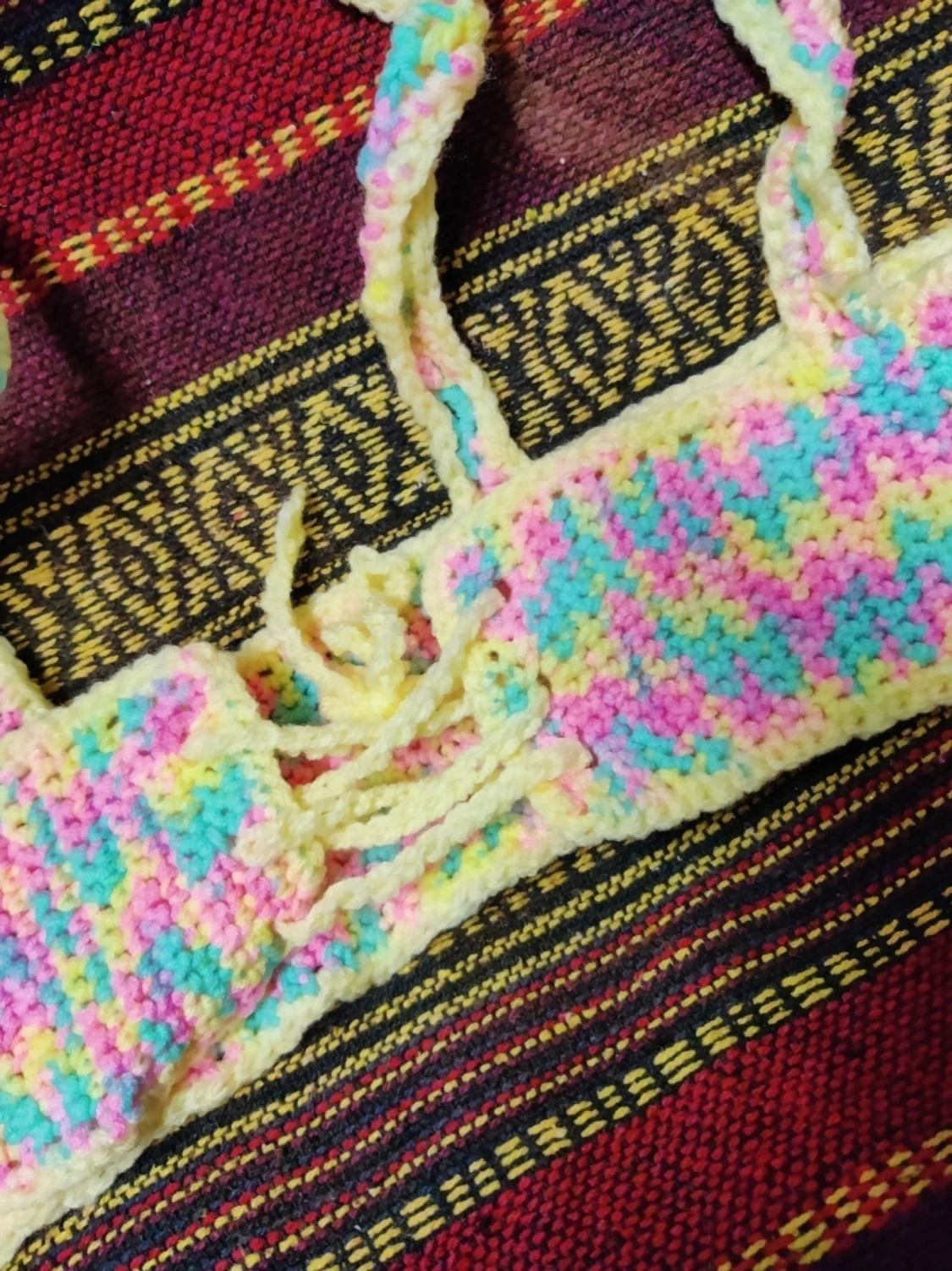 Pastellfärgad virkad harness hippie boho  - 2