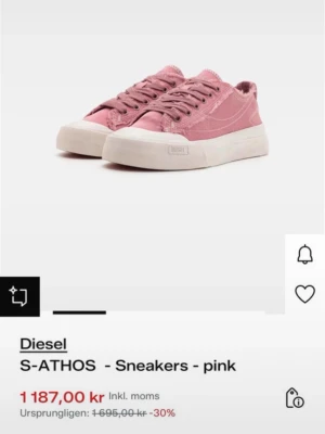 Rosa sneakers - Rosa sneakers från diesel i storlek 40. Det vita på skorna är lite smutsigt,men det går nog bort om man tvättar de! Skriv för fler bilder