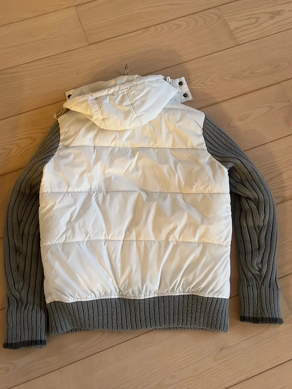 Cardigan stickad vit/grå - 2