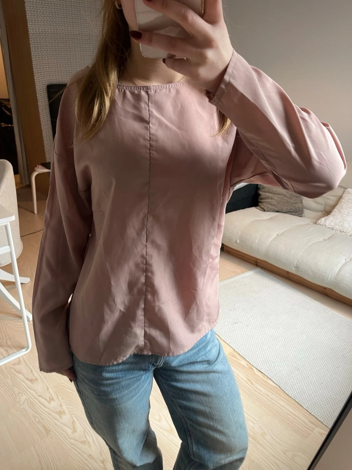 Ljusrosa långärmad blus