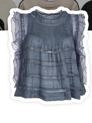 Blå volangblus med spetsdetaljer - SÖKER!! Söker denna blåa blus från Isabel marant i xs, hör av er om ni har denna eller något liknande och vill sälja!