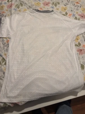 Vit t-shirt med randiga detaljer - Säljer en vit t-shirt med diskreta ränder och svarta  Iraq fotboll t shirt World Cup