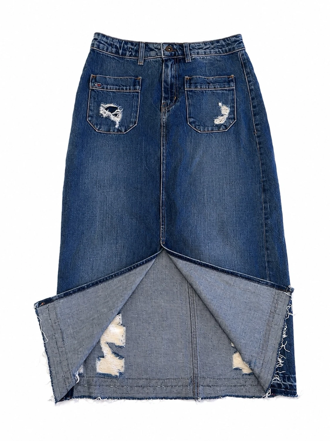 Lång jeanskjol med slitningar - 2