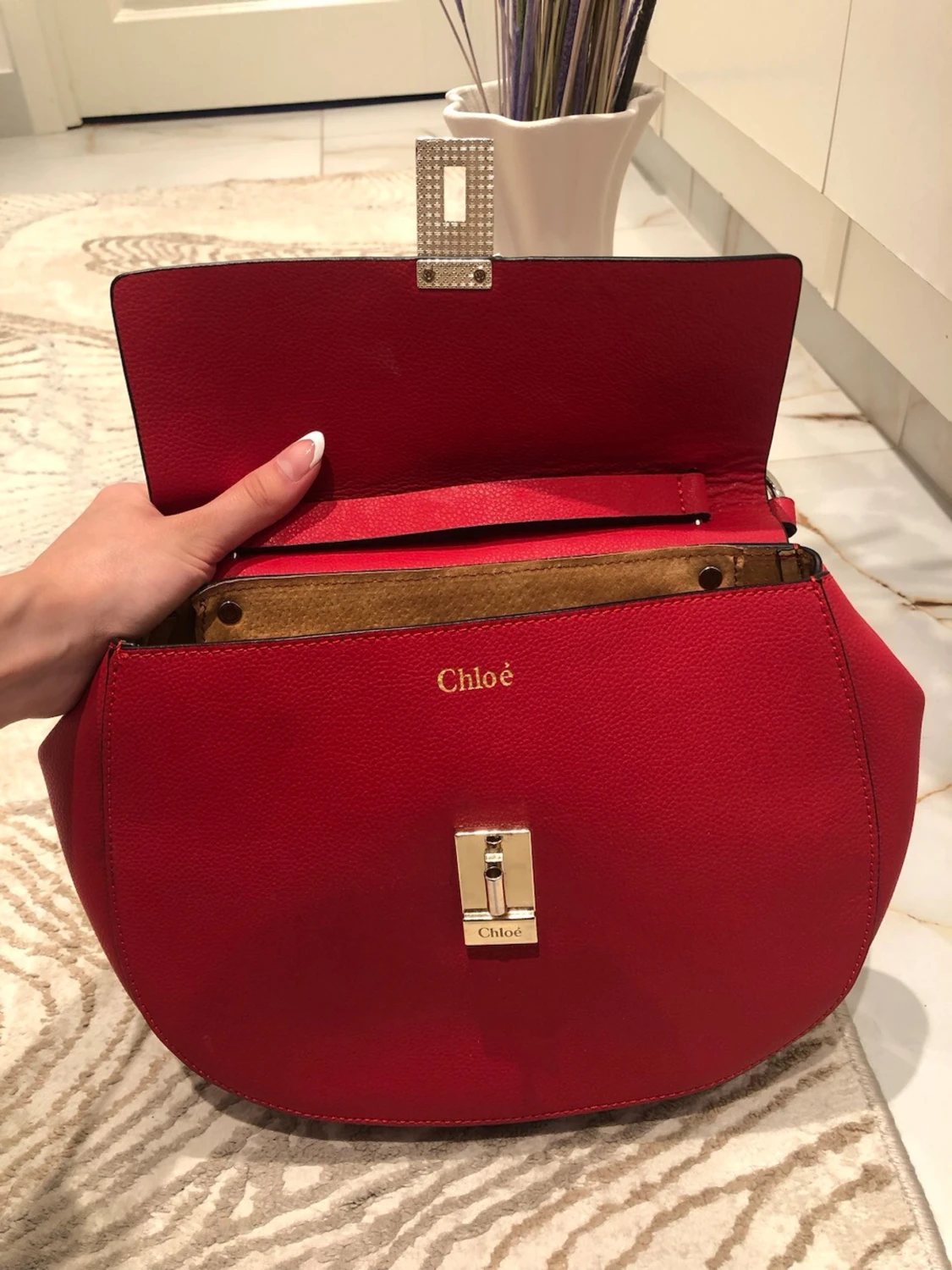 Röd Chloé handväska i läder - 6