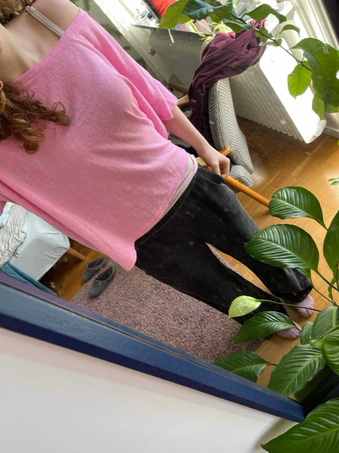 Ljusrosa offshoulder topp - 1