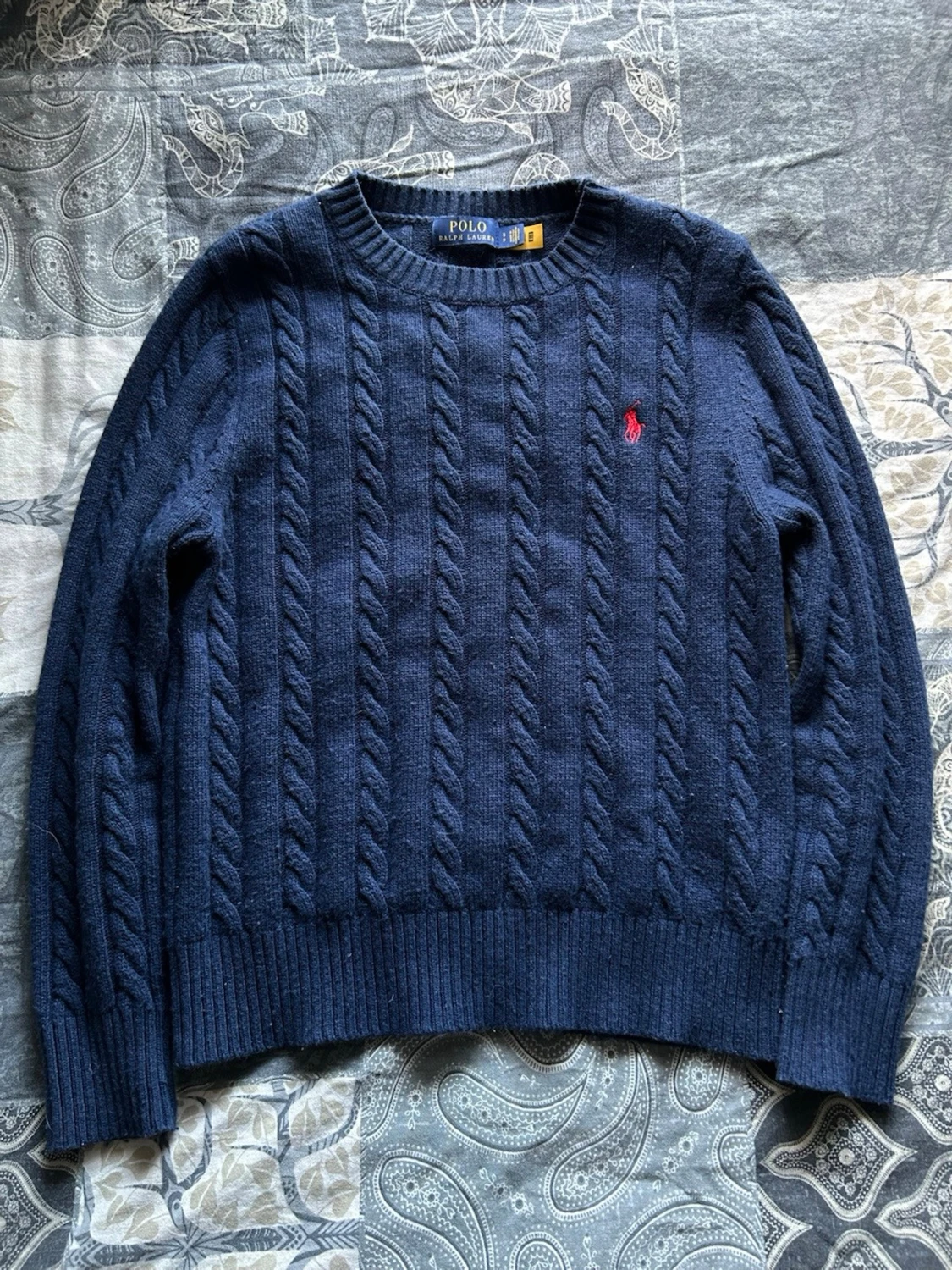 Mörkblå kabelstickad tröja Polo Ralph Lauren - 1
