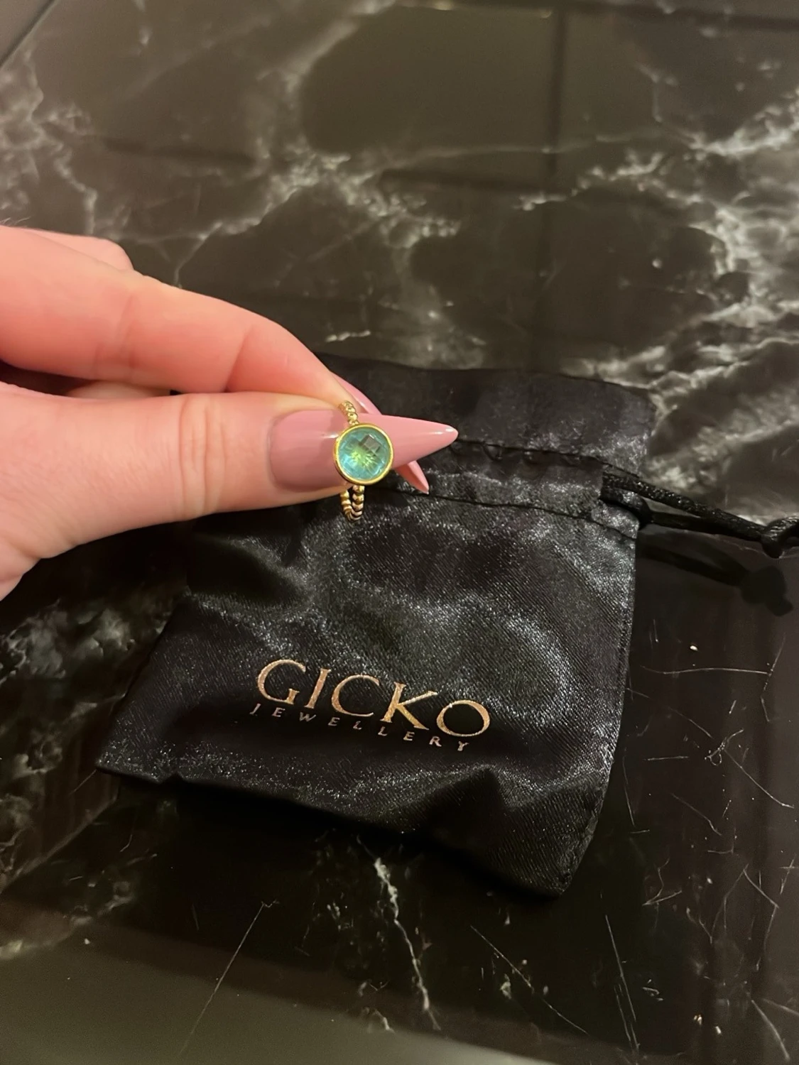 Guldpläterad ring med Topaz sten - 2