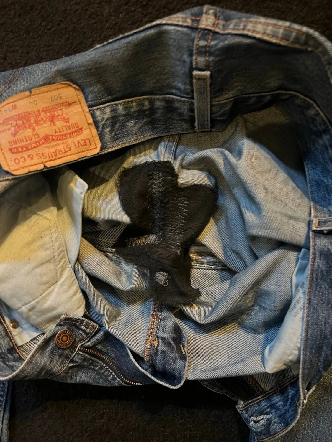 Blå raka jeans med rå kant - 5