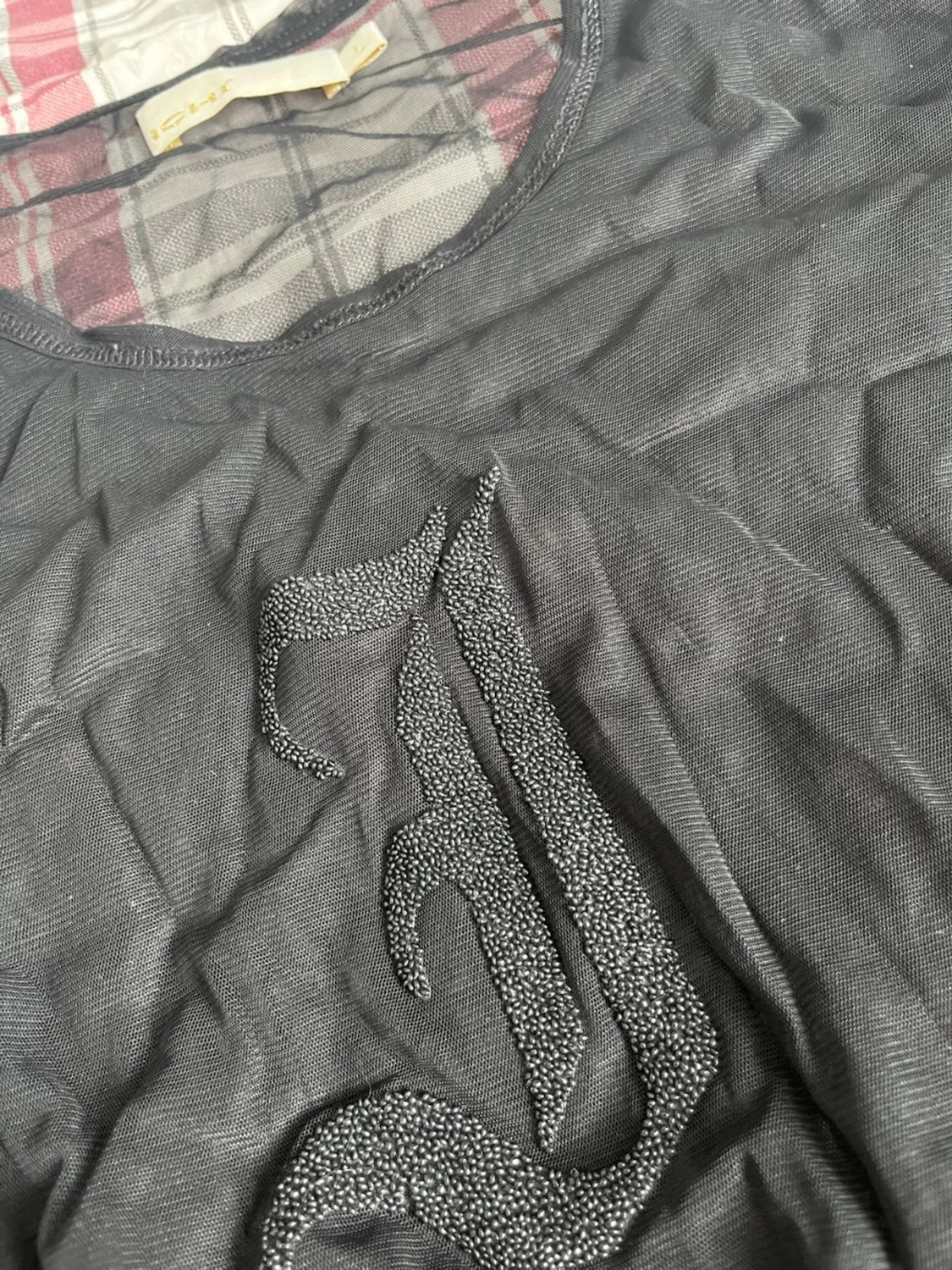 Svart mesh topp med vida ärmar - 1