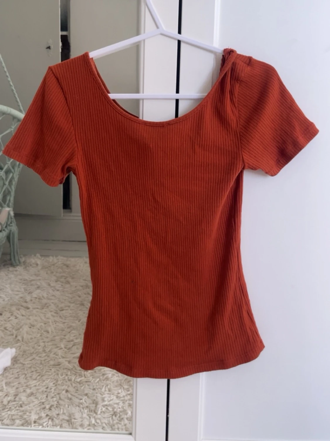 Vintage Rostbrun ribbad topp från Pieces - 2