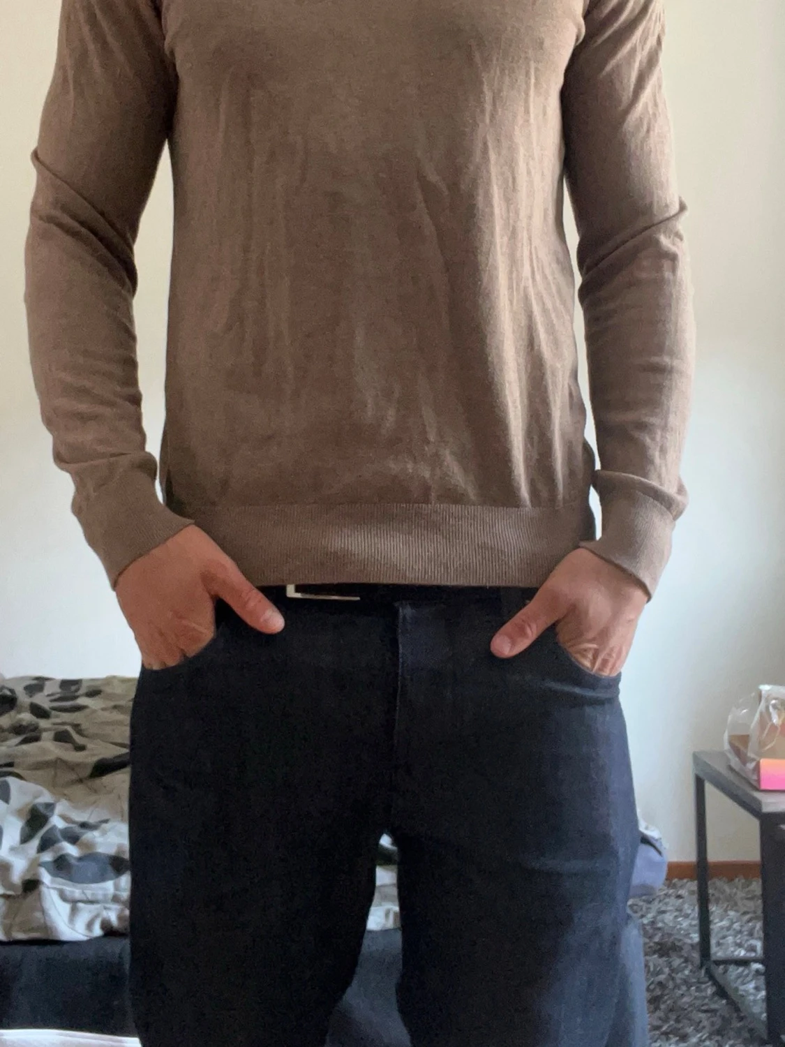 Beige stickad tröja  - 1