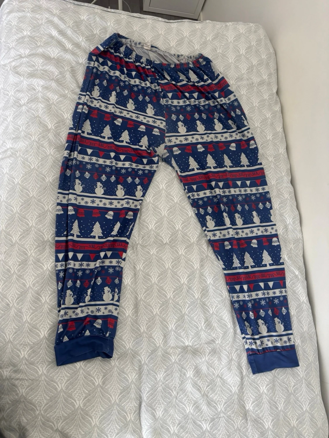 Blå julmönstrade pyjamasbyxor