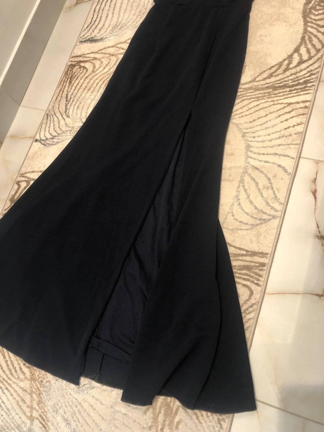 Marinblå offshoulder långklänning - 1