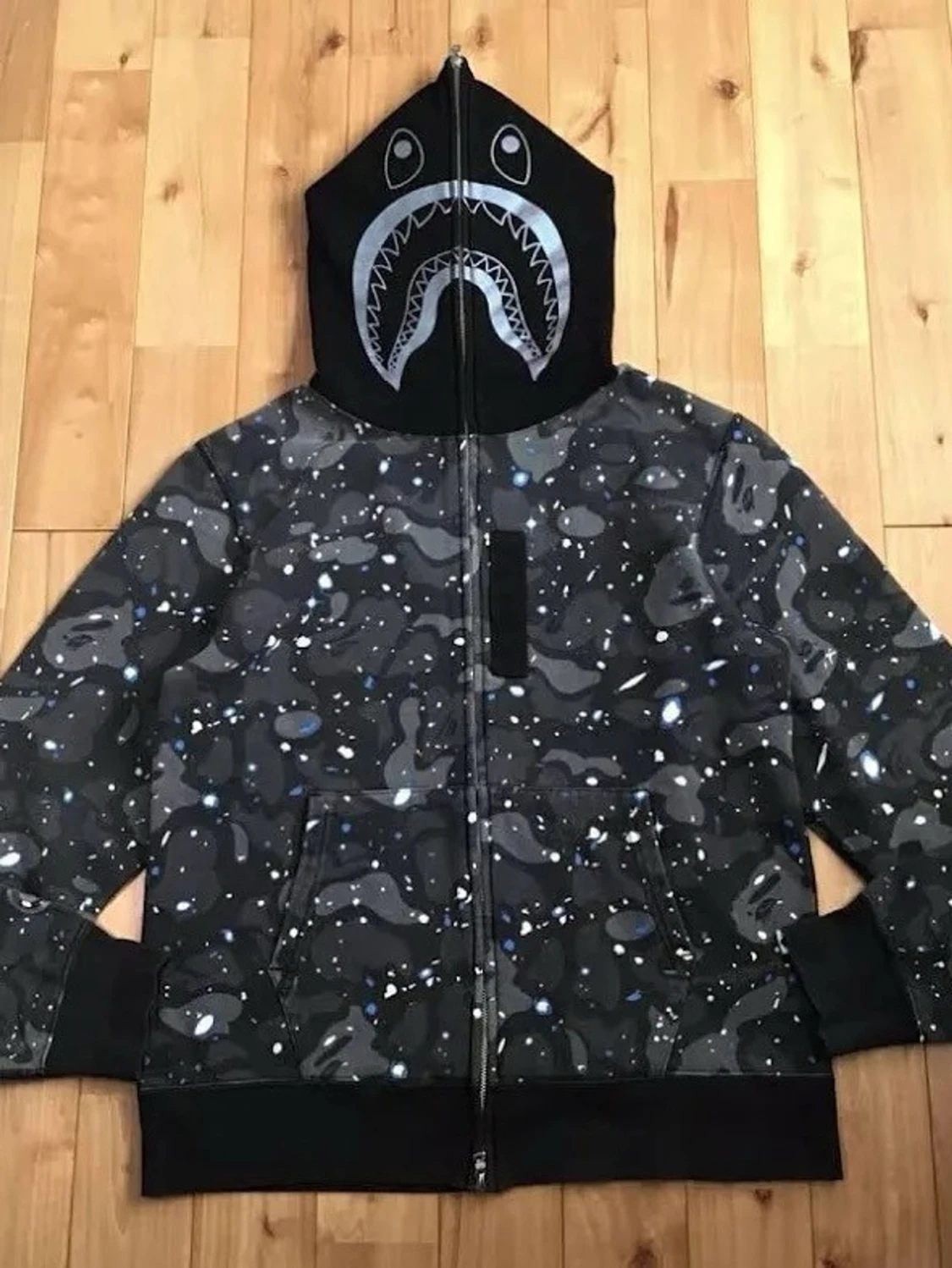 BAPE Shark Camo zip hoodie svart/grå